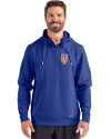 New York Mets Cutter & Buck Roam Epic Versatility Half Zip Recycled Mens Hooded Pullover Tour Blue Front Thumbnail Image