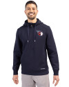 Cleveland Guardians Cutter & Buck Roam Epic Versatility Half Zip Recycled Mens Hooded Pullover Navy Blue Front Thumbnail Image