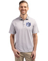 Saint Louis Billikens Cutter & Buck Virtue Eco Pique Micro Stripe Recycled Mens Big & Tall Polo Polished/White Front Thumbnail Image