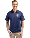 Saint Louis Billikens Cutter & Buck Virtue Eco Pique Micro Stripe Recycled Mens Polo Tour Blue/Black Front Thumbnail Image