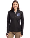 Saint Louis Billikens Cutter & Buck Traverse Stretch Eco Quarter Zip Womens Pullover Black Front Thumbnail Image
