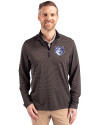 Saint Louis Billikens Cutter & Buck Virtue Eco Pique Micro Stripe Recycled Mens Quarter Zip Black/Elemental Grey Front Thumbnail Image