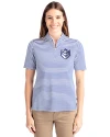 Saint Louis Billikens Cutter & Buck Virtue Eco Pique Stripe Recycled Womens Top Tour Blue Front Thumbnail Image