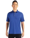 Front Profile of a man wearing a Tour Blue Cutter & Buck Forge Eco Stretch Recycled Mens Polo Thumbnail Image
