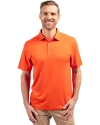 Front Profile of a man wearing a College Orange Cutter & Buck Forge Eco Stretch Recycled Mens Polo Thumbnail Image