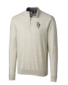 Kansas City Royals City Connect Cutter & Buck Lakemont Tri-Blend Mens Big and Tall Quarter Zip Pullover Sweater Oatmeal Heather Mannequin Thumbnail Image