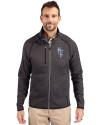 Kansas City Royals City Connect Cutter & Buck Mainsail Sweater-Knit Mens Big and Tall Full Zip Jacket Charcoal Heather Front Thumbnail Image