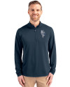 Kansas City Royals City Connect Cutter & Buck Virtue Eco Pique Recycled Quarter Zip Mens Pullover Navy Blue Front Thumbnail Image
