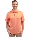 Front profile view of a man wearing a College Orange and White Cutter & Buck Forge Eco Double Stripe Stretch Recycled Mens Polo Thumbnail Image