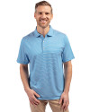 Front profile view of a man wearing a Digital and White Cutter & Buck Forge Eco Double Stripe Stretch Recycled Mens Polo Thumbnail Image