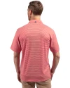 Back profile view of a man wearing a Red and White Cutter & Buck Forge Eco Double Stripe Stretch Recycled Mens Polo Thumbnail Image