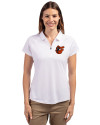 Baltimore Orioles Cooperstown Cutter & Buck Forge Stretch Womens Short Sleeve Polo White Front Thumbnail Image