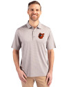 Baltimore Orioles Cooperstown Cutter & Buck Forge Pencil Stripe Stretch Mens Polo Polished Medium Gray Front Thumbnail Image