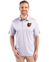 Baltimore Orioles Cooperstown Cutter & Buck Pike Constellation Print Stretch Mens Polo Polished Medium Gray Front Thumbnail Image