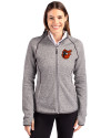 Baltimore Orioles Cooperstown Cutter & Buck Mainsail Full Zip Hooded Womens Jacket Polished Heather Front Thumbnail Image