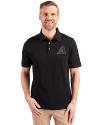 Arizona Diamondbacks Cooperstown Cutter & Buck Advantage Eco Tri-Blend Pique Mens Polo Black Front Thumbnail Image
