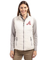 Atlanta Braves Cooperstown Cutter & Buck Rainier PrimaLoft® Womens Eco Insulated Full Zip Puffer Vest Coconut Front Thumbnail Image