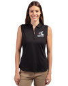 Chicago White Sox Cooperstown Cutter & Buck Forge Stretch Womens Sleeveless Polo Black Front Thumbnail Image