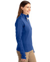 Atlanta Braves Cooperstown Cutter & Buck Traverse Stretch Eco Quarter Zip Womens Pullover Tour Blue Side Thumbnail Image