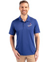 Los Angeles Dodgers Cooperstown Cutter & Buck Prospect Eco Textured Stretch Recycled Mens Short Sleeve Polo Tour Blue Front Thumbnail Image