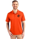 Baltimore Orioles Cooperstown Cutter & Buck Prospect Eco Textured Stretch Recycled Mens Short Sleeve Polo College Orange Front Thumbnail Image