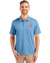 Atlanta Braves Cooperstown Cutter & Buck Prospect Eco Textured Stretch Recycled Mens Short Sleeve Polo Atlas Light Blue Front Thumbnail Image
