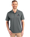 Arizona Diamondbacks Cooperstown Cutter & Buck Prospect Eco Textured Stretch Recycled Mens Short Sleeve Polo Elemental Grey Front Thumbnail Image