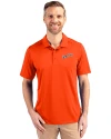 San Diego Padres Cooperstown Cutter & Buck Prospect Eco Textured Stretch Recycled Mens Short Sleeve Polo College Orange Front Thumbnail Image