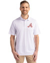 Atlanta Braves Cooperstown Cutter & Buck Virtue Eco Pique Recycled Mens Big and Tall Polo White Front Thumbnail Image