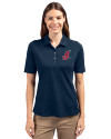 Cleveland Indians Cooperstown Cutter & Buck Virtue Eco Pique Recycled Womens Polo Navy Blue Front Thumbnail Image