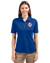 New York Yankees Cooperstown Cutter & Buck Virtue Eco Pique Recycled Womens Polo Tour Blue Front Thumbnail Image