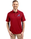 Atlanta Braves Cooperstown Cutter & Buck Virtue Eco Pique Recycled Mens Polo Cardinal Red Front Thumbnail Image