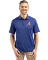 Atlanta Braves Cooperstown Cutter & Buck Virtue Eco Pique Recycled Mens Polo Tour Blue Front Thumbnail Image