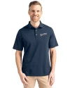 San Diego Padres Cooperstown Cutter & Buck Virtue Eco Pique Recycled Mens Polo Navy Blue Front Thumbnail Image