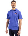 Texas Rangers Cooperstown Cutter & Buck Virtue Eco Pique Tile Print Recycled Mens Polo Chelan Blue Front Thumbnail Image