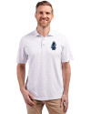 Chicago Cubs Cooperstown Cutter & Buck Virtue Eco Pique Tile Print Recycled Mens Polo White Front Thumbnail Image