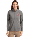 Atlanta Braves Cooperstown Cutter & Buck Adapt Eco Knit Stretch Recycled Womens Half Zip Pullover Elemental Grey Front Thumbnail Image