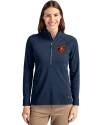 Baltimore Orioles Cooperstown Cutter & Buck Adapt Eco Knit Stretch Recycled Womens Half Zip Pullover Navy Blue Front Thumbnail Image