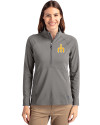 Seattle Mariners Cooperstown Cutter & Buck Adapt Eco Knit Stretch Recycled Womens Half Zip Pullover Elemental Grey Front Thumbnail Image