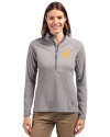 Seattle Mariners Cooperstown Cutter & Buck Adapt Eco Knit Stretch Recycled Womens Half Zip Pullover Polished Medium Gray Front Thumbnail Image