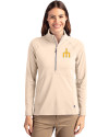 Seattle Mariners Cooperstown Cutter & Buck Adapt Eco Knit Stretch Recycled Womens Half Zip Pullover Wheat Front Thumbnail Image
