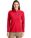 Cleveland Indians Cooperstown Cutter & Buck Adapt Eco Knit Stretch Recycled Womens Half Zip Pullover Red Front Thumbnail Image