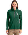 Athletics Cooperstown Cutter & Buck Adapt Eco Knit Stretch Recycled Womens Half Zip Pullover Hunter Green Front Thumbnail Image