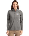 Milwaukee Brewers Cooperstown Cutter & Buck Adapt Eco Knit Stretch Recycled Womens Half Zip Pullover Elemental Grey Front Thumbnail Image