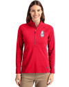 Chicago Cubs Cooperstown Cutter & Buck Adapt Eco Knit Stretch Recycled Womens Half Zip Pullover Red Front Thumbnail Image