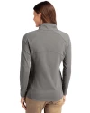 New York Yankees Cooperstown Cutter & Buck Adapt Eco Knit Stretch Recycled Womens Half Zip Pullover Elemental Grey Back Thumbnail Image