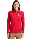 New York Yankees Cooperstown Cutter & Buck Adapt Eco Knit Stretch Recycled Womens Half Zip Pullover Red Front Thumbnail Image