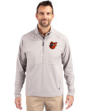 Baltimore Orioles Cooperstown Cutter & Buck Adapt Eco Knit Hybrid Recycled Mens Quarter Zip Polished Medium Gray Front Thumbnail Image