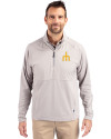 Seattle Mariners Cooperstown Cutter & Buck Adapt Eco Knit Hybrid Recycled Mens Quarter Zip Polished Medium Gray Front Thumbnail Image