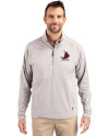 St. Louis Cardinals Cooperstown Cutter & Buck Adapt Eco Knit Hybrid Recycled Mens Quarter Zip Polished Medium Gray Front Thumbnail Image